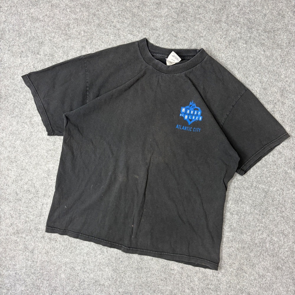 House of Blues Atlantic City T-Shirt Mens Large Black Guitar Graphic Tee Cotton